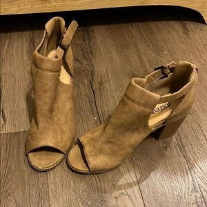 JustFab Women's Tan Peep-Toe Ankle Boots